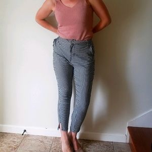 Gingham black and white checkered pants